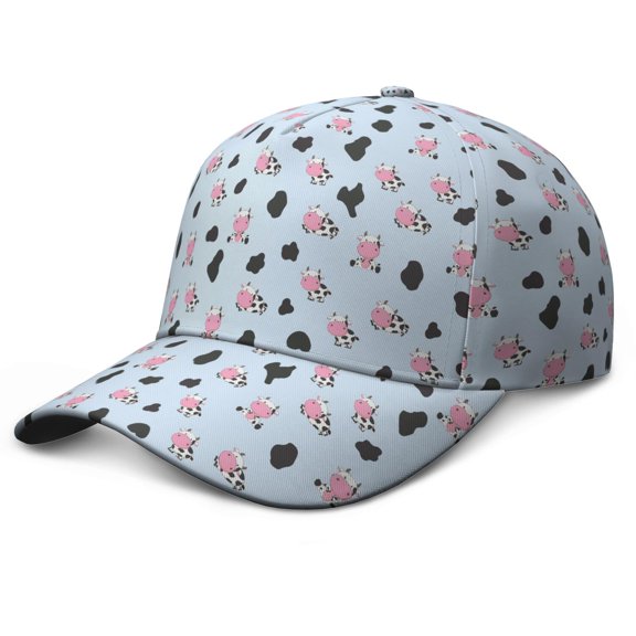 Highland Cow Pattern Dad Hat - Black and White Cow Print Adjustable Snapback Cap for Farm & Buffalo Lovers - Outdoor Sun Protection Baseball Hat for Hiking Camping