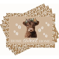 Highland Cow Placemats Set of 4 Place Mats Animal Table Mats for Kitchen Dining Restaurant Decoration for Table Decor Home Party 4 PCS 12x18 Inch