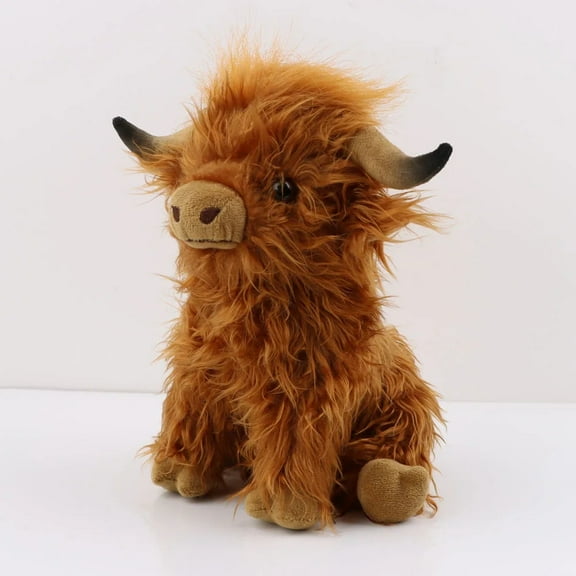Highland Cow Plush Toy - Adorable Realistic Stuffed Animal with Long Fluffy Hair, Soft Cuddly Gift for Kids, Children & Collecto