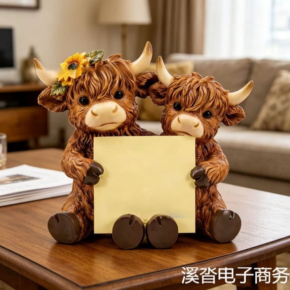 Highland Cow Resin Sticky Note Dispenser - Desk Decoration Gift Idea