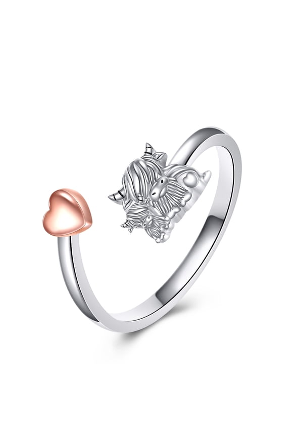 Highland Cow Ring Sterling Silver Alpine Cow Ring High Mountain Cow Jewelry Gift for Women