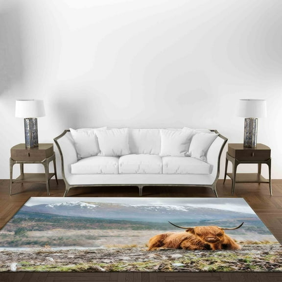 Highland Cow Rug, Farmhouse Rug, Trendy Rug, Animal Rug, Classic Rug, Home Decor Rug, Machine Washable Rug, Popular Rug, Luxury Rug, 5.9'x9.2' - 180x280 cm