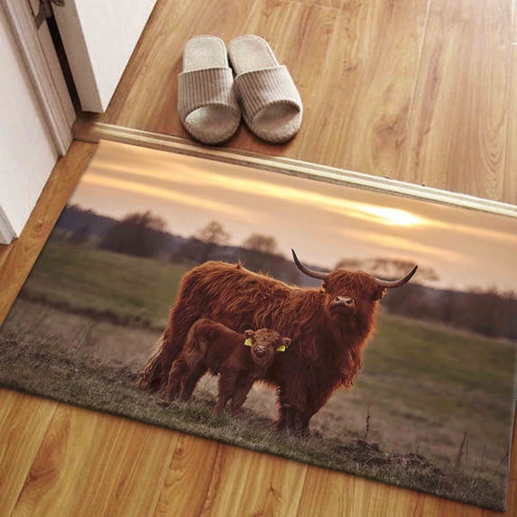 Highland Cow Rug, Tropical Rugs, Coastal Rug, Animal Rugs, Soft Rug, Machine Washable Rug, Personalized Rug, Salon Rug, Thin Rug, 2.6'x9.2' - 80x280 cm