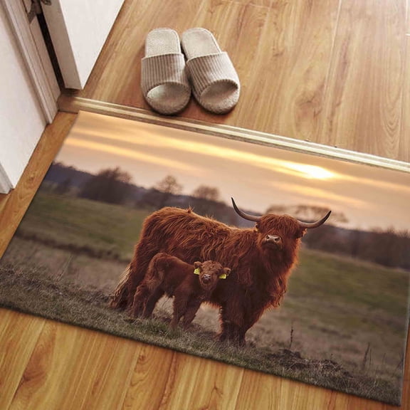 Highland Cow Rug, Tropical Rugs, Coastal Rug, Animal Rugs, Soft Rug, Machine Washable Rug, Personalized Rug, Salon Rug, Thin Rug, 3.3'x6.5' - 100x200 cm