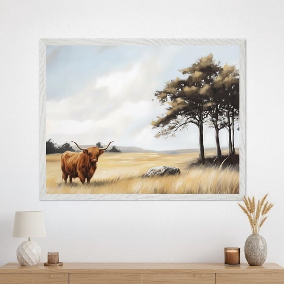 Highland Cow Rustic Farmhouse Wall Art Scottish Cattle Field Art Country Home Decor Digita