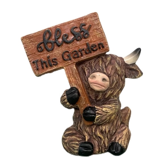 Highland Cow Sculpture, Handcrafted Desk Ornament and Home Decor Accent, Handmade Decorative Figurine for Desk, Unique Animal Statue for Cow Lovers, Nature Theme Gift for Rustic or Western Style