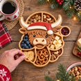thumbnail image 1 of Highland Cow Serving Wooden Platter 9.84"x7.87" Large Kids Snack Plate Food Safe Charcuterie Board for Christmas Thanksgiving Divided Tray for Fruit Dessert Baby Food, 1 of 6