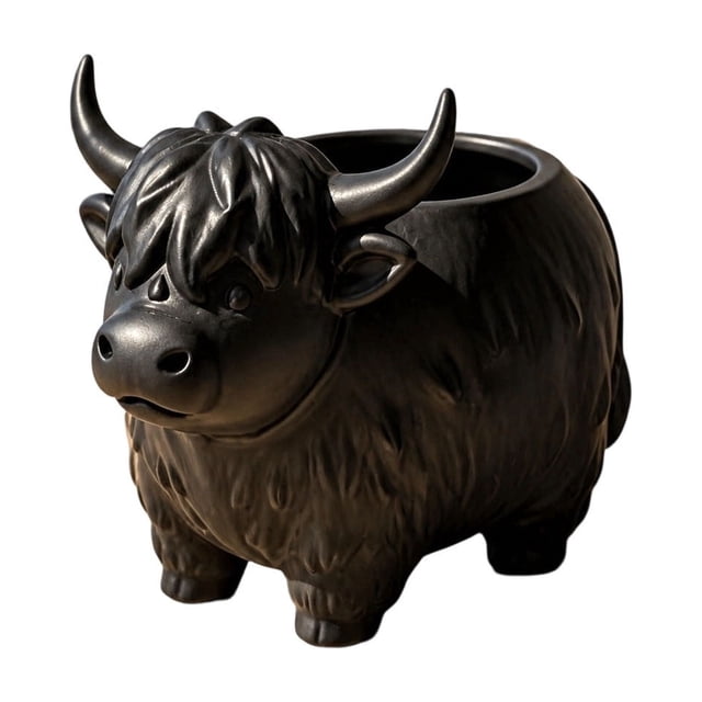 Cute Container House Highland Cow Shaped Planter, Cute Flower Pot for Desktop Home Office ...