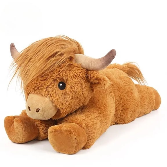 Highland Cow‑Shaped Plush Decor Pillow, 11.81 Inch Soft Lying‑Posture Animal Plush Ornament, Cozy Decorative Cushion for Home, Sofa & Shelf Display