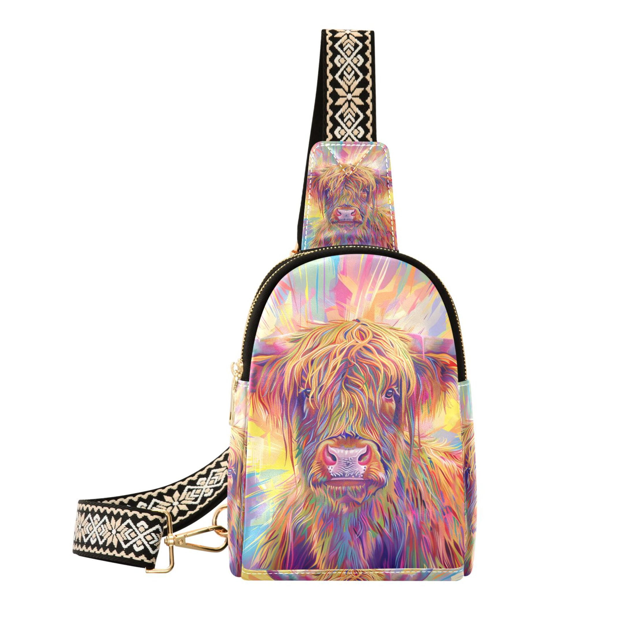 Highland Cow Sling Backpack Crossbody Shoulder Bags Waist Packs ...