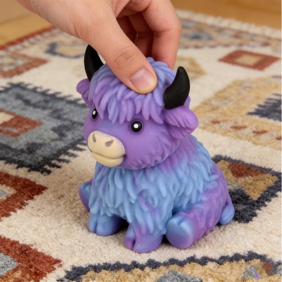 Highland Cow Slow Rebound Squeeze Item, Mini Animal Shaped Tactile Accessory, Portable Stress Relief Tool for Adult Daily Use