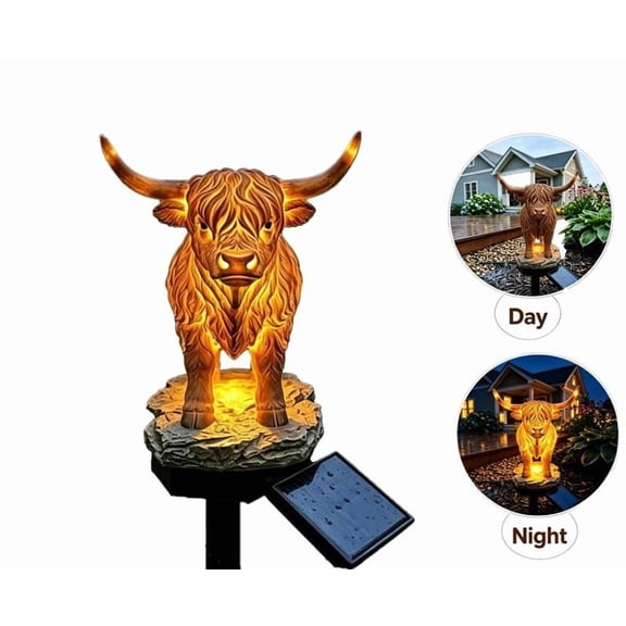 Highland Cow Solar Garden Light Charming Rustic Focal Point Energy Efficient LED Lawn Decor for Suburban Garden Oasis