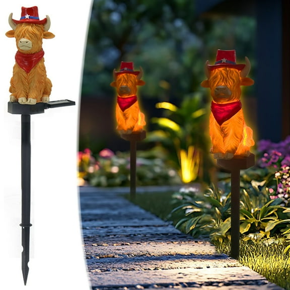 Highland Cow Solar Ground Light, Outdoor Waterproof LED Courtyard Lawn Landscape Lighting, Ground Plug-In Warm Light for Garden Pathway Decor