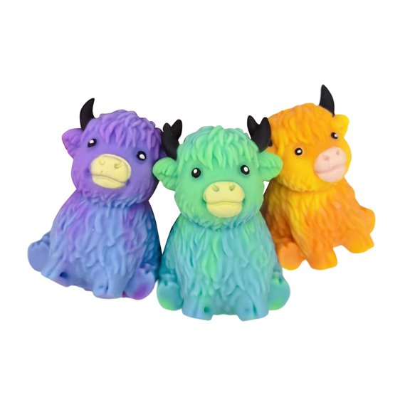 Highland Cow Squeeze Stress Relief Toy, Cute Soft Squishy Fidget Toy for Anxiety Relief (Random Style)