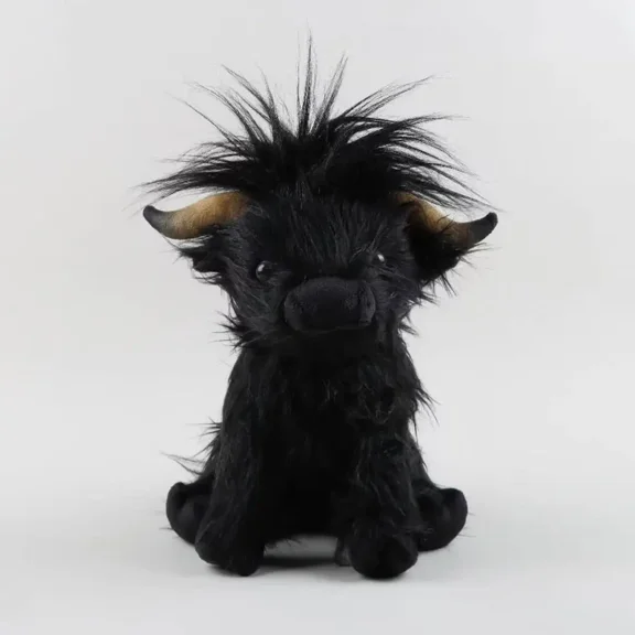 Highland Cow Stuffed Animal Cute Fluffy Cow Plush Figure Toys Realistic Scottish Cow Plush Toy Soft Farm Animal Cattle Plushie Doll Present for Adults Kids Boys Girls