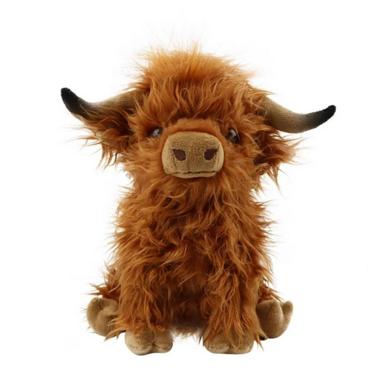 Highland Cow Stuffed Animal Realistic Fluffy Scottish Plush Cow Farm Toys