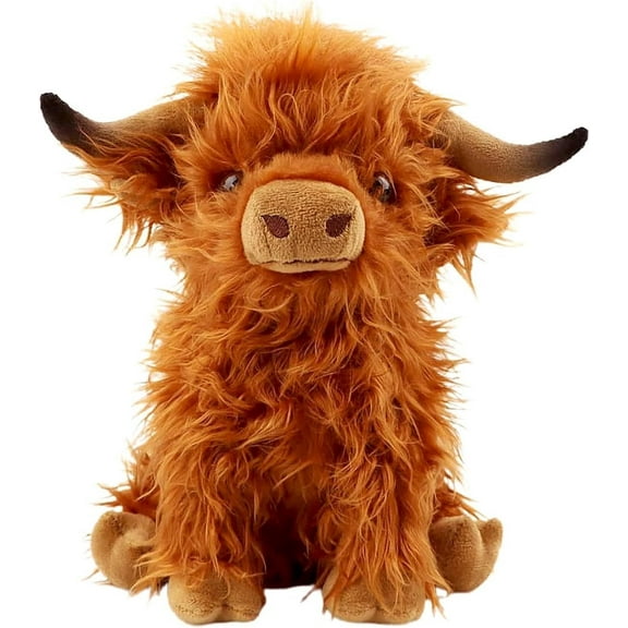 Highland Cow Stuffed Animal Toy, Cute Highland Cow Plush Toy Fluffy Farm Highland Cow Plushies Decor Gifts for Girls Boys Adults (Brown Highland Cows)