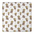 thumbnail image 1 of Highland Cow Sunflower Daisy Pattern Square Fitted Tablecloth with Elastic Edge,Square Table Cover,Washable Elastic Table Cover for Home Kitchen Party Decor 36"x36", 1 of 6
