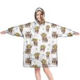 thumbnail image 1 of Highland Cow Sunflower Daisy Pattern Wearable Oversized Blanket,Wearable Blanket Hoodie for Adults,Cozy Hooded Blankets with Super Pockets,Super Warm Fuzzy Pullover for Women & Men, 1 of 6