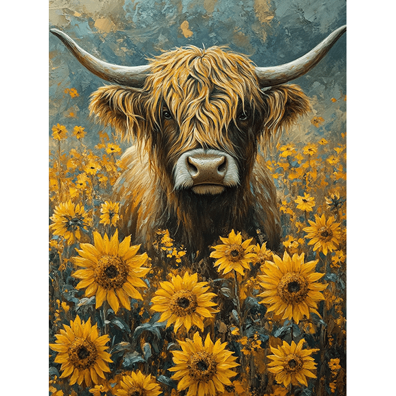 Highland Cow Sunflower Field Canvas Print Wall Art Perfect for Living Room Bedroom Office Farmhouse Decor and Gallery Wall