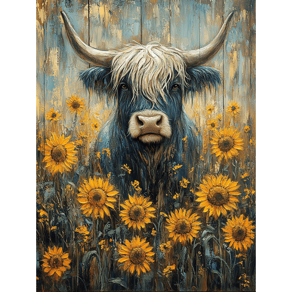 Highland Cow Sunflower Field Canvas Wall Art, Perfect for Living Room, Bedroom, Farmhouse Decor, Kitchen, Office and Dining Room Decoration.