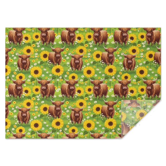 Highland Cow Sunflower Field Pattern Rectangle Tablecloth 60"x84",Waterproof Polyester Rectangle Table Cloth, Wipeable Spillproof Polyester Tablecloth for Dining, Camping, Indoor and Outdoor