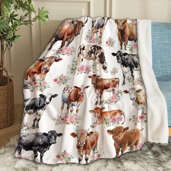 Highland Cow Sunflowers Blanket Gifts Plush Fuzzy Cozy Soft Lightweight Blankets for Couch Air-Conditioning Quilts Decor Blanket for Chirstmas Giftsfor Family