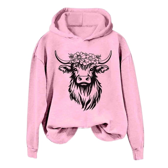 Highland Cow Sweatshirt Hoodie Country Western Cowgirl Shirt Funny Graphic Shirt Cute Pullover Tops for Women