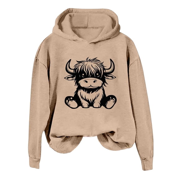 Highland Cow Sweatshirt Hoodie Country Western Cowgirl Shirt Funny Graphic Shirt Cute Pullover Tops for Women