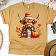 thumbnail image 1 of Highland Cow Tee | Pumpkin Coffee Autumn Shirt | Unisex Casual T-Shirt, Gold, Size S, 1 of 6