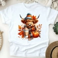 thumbnail image 1 of Highland Cow Tee | Pumpkin Coffee Fall Shirt | Unisex Casual T-Shirt, White, Size S, 1 of 6