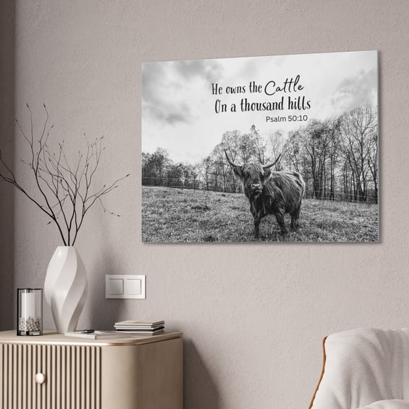 Highland Cow Thousand Hills Canvas Stretched, 0.75"