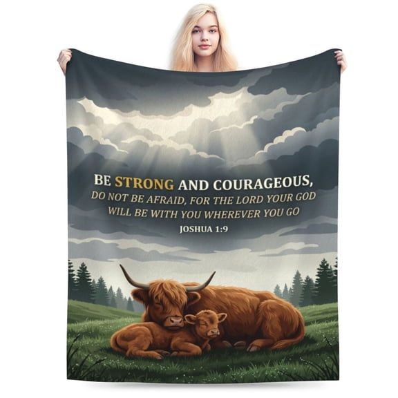 Highland Cow Throw Blanket, Durable Faith Religious Gifts for Friends Mom, Couch Sofa Blanket 50x40