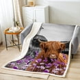 thumbnail image 1 of Highland Cow Throw Blanket ,Garden Windmill Decor Fleece Blanket Country Lodge Cabin Blanket Western Animal Farm House Cottage 90"x90" Blanket,Flowers Rustic Home Decor Farmhouse Decor, 1 of 5