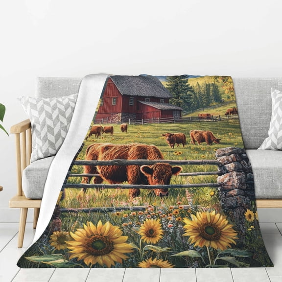 Highland Cow Throw Blanket Ultra Soft Cozy Decorative Flannel Blankets for Home Bed Couch Chair Travel 50x40