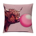 thumbnail image 1 of Highland Cow Throw Pillow Cover Highland Blowing Bubble Gum Cow Decorative Linen Cushion Cover Home Decoration for Couch Sofa Bed Multiple specifications&nbsp;, 1 of 5