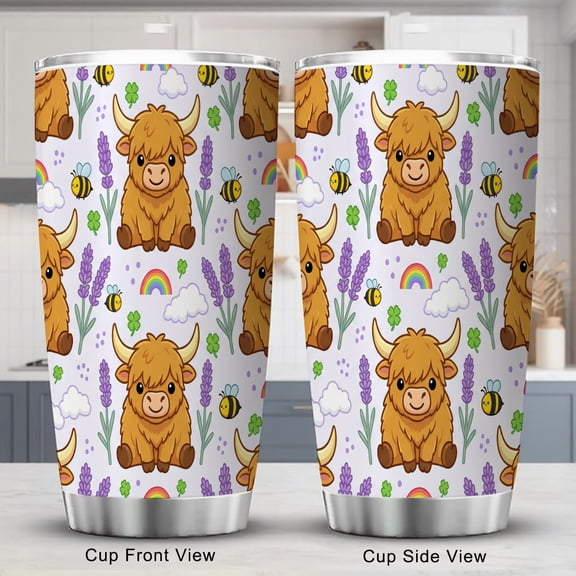 Highland Cow Tumbler 20oz with Lid for Women Cute Cow Decor Travel Mug