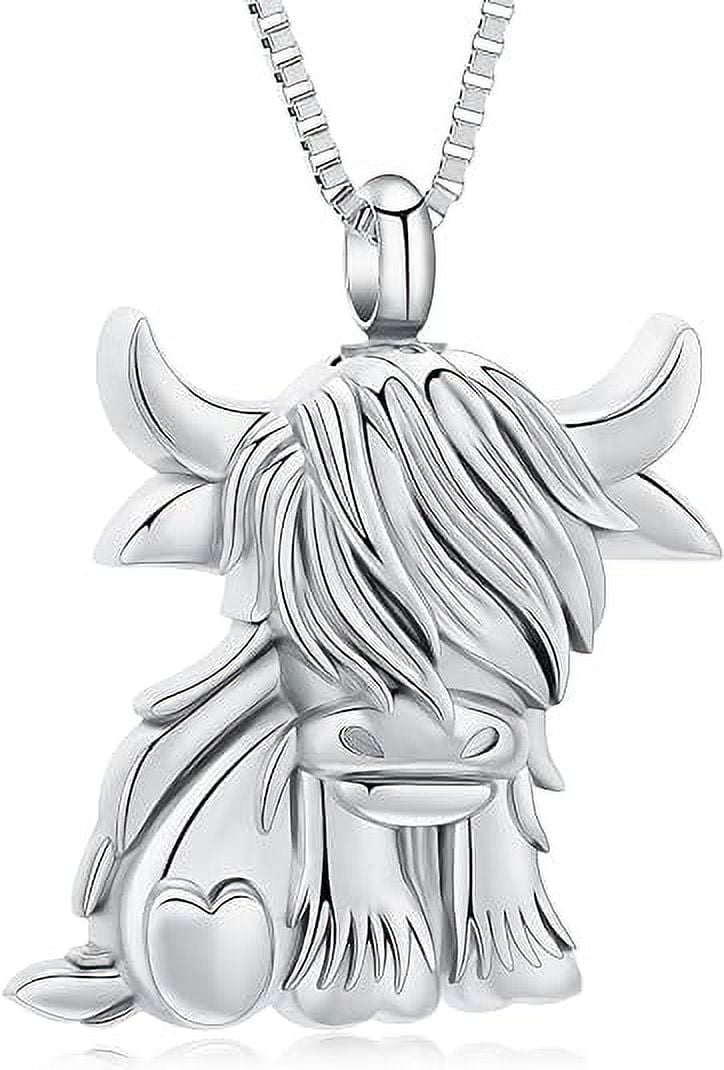 Highland Cow Urn Necklace for Ashes Pendant Stainless Steel Taurus