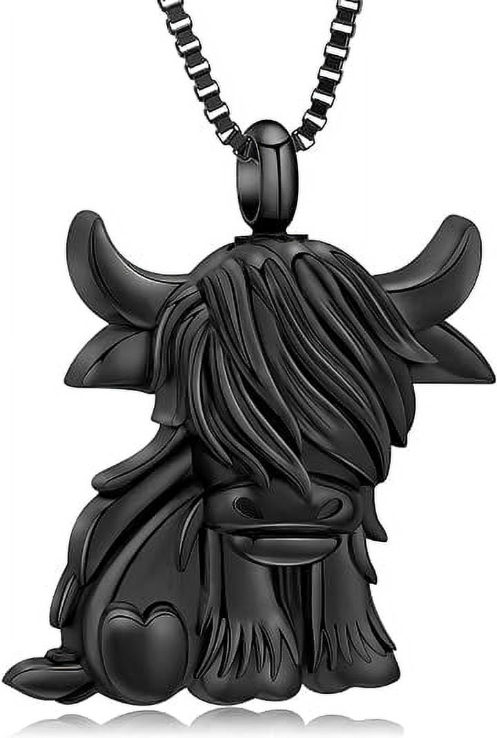 Highland Cow Urn Necklace for Ashes Pendant Stainless Steel Taurus