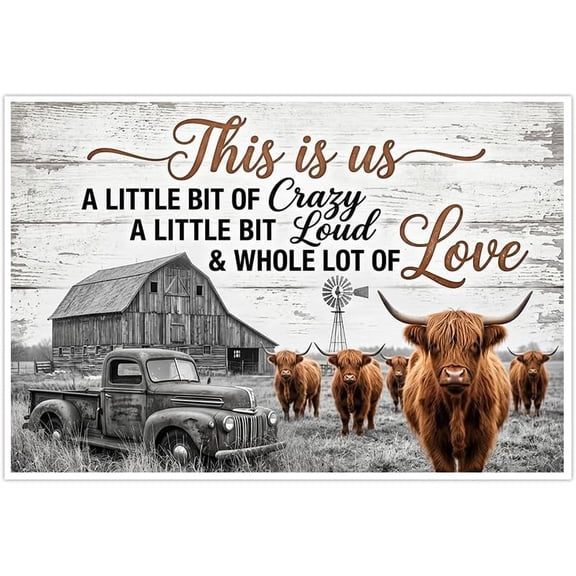 Highland Cow Wall Art Rustic Farmhouse Vintage Truck This Is Us Home Decor