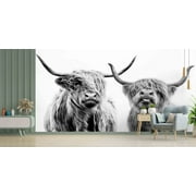 Highland Cow Wall Art, Scottish Wall Art, Animal Wallpaper, Cow Mural, Accent Wall, Gift For The Home, Self Adhesive Paper, Cafe Wall Decor, Wallpaper (Peel&Stick Paper)