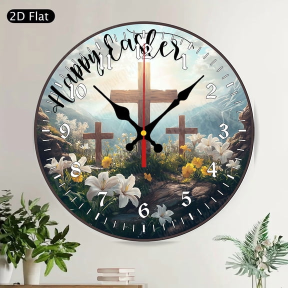 Highland Cow Welcome Sign Round Wall Clock Silent Non-Ticking Rustic Farmhouse Decor