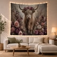 thumbnail image 1 of Highland Cow Within a Rose and Greenery Frame, Dreamy Rustic for Animal Lovers, Botanical Wall Art, Mother'S Day Gift, Tapestry Wall Hanging for Bedroom and Living Room, 1 of 7