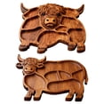 thumbnail image 1 of Highland Cow Wooden Charcuterie Board,13 * 11 in Cute Cow Shaped Food Platter,Rustic Farmhouse Serving Board Made from Natural Solid Wood with Compartments for Cheese, Meat, Fruit & Snacks, 1 of 9