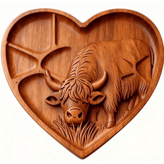 Highland Cow Wooden Charcuterie Board Farmhouse Cheese Serving Platter Snack Tray Animal Shaped Cutting Board Kitchen Counter Decor Party Appetizer Meat Fruit Server