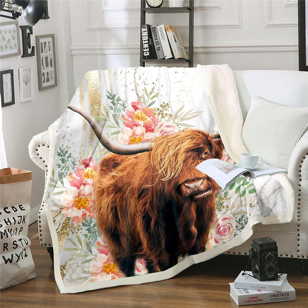 Highland Cow Wool Blanket Longhorn Cattle Blanket 101.60Cm X 527.00Cm ...