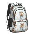 thumbnail image 1 of Highland Cow and Bucket Print Backpack for School, Cute School Bag with Adjustable Shoulder Straps and Padded Back, 16.9"x12.6"x5.9", 1 of 5