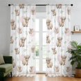 Highland Cow and Dot Print Sheer Curtains, Sheer Window Panels with ...