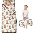 thumbnail image 1 of Highland Cow and Dot Print Teens Toddler Nap Mat with Pillow, Sleeping Mat Bag for Preschool Daycare 59"x22", 1 of 6