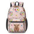 thumbnail image 1 of Highland Cow and Flower Print 17" School Backpacks for Teens,Waterproof Oxford Fabric,S-Shape Padded Straps for School,Travel,Hiking,Camping, 1 of 6
